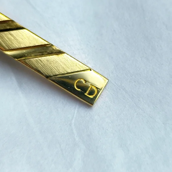 Dior vintage gold tone cufflinks and tie bar matching set - Picture 10 of 16
